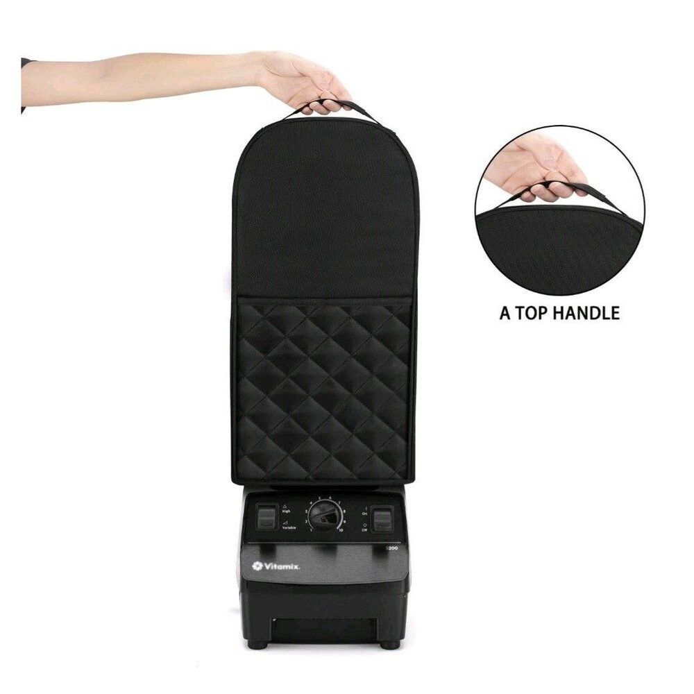 Luxja Blender Cover Compatible w/ Vitamix 64 Oz Low-Profile Blender Black Quilte